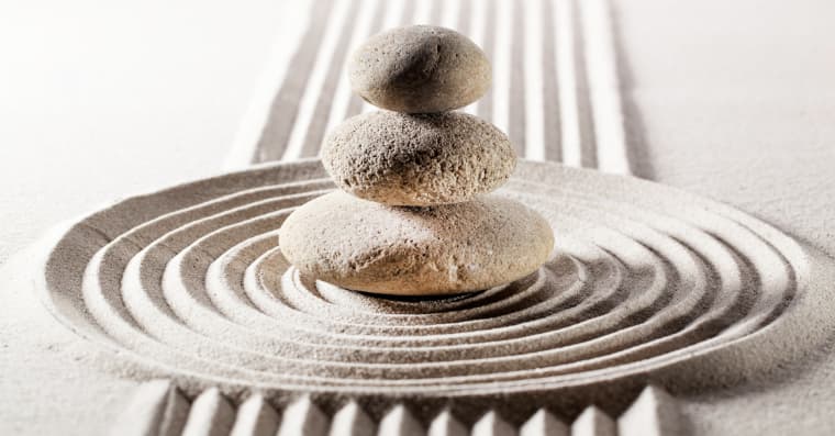 Serene Japanese sand garden sculpture